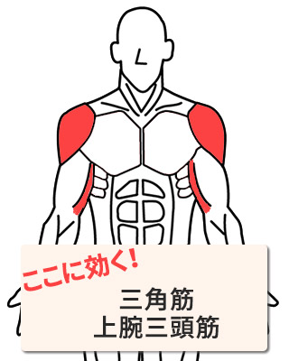 効く部位:三角筋・上腕三頭筋